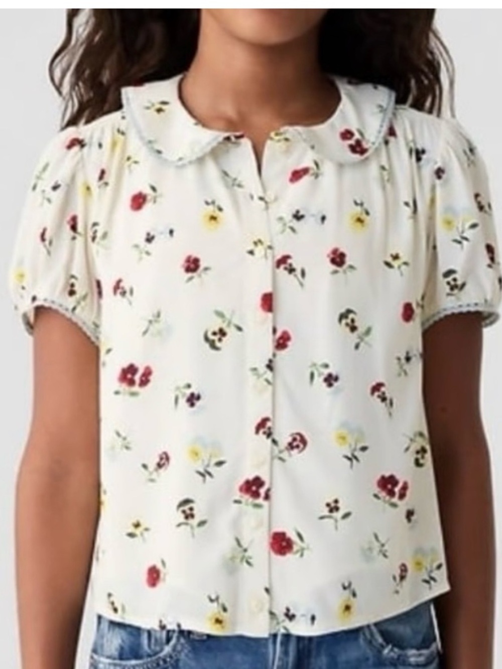 Gap x DOEN Kids Floral Shirt size small summer cottage casual prairie cute
